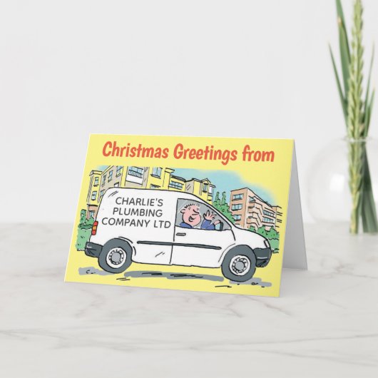 Plumbing Business Name on Van Christmas Card カード (正面)