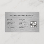 Plumbing Company QR Code Silver Black Metallic  名刺 (裏面)