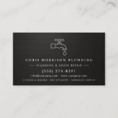 Plumbing Company QR Code Silver Black Metallic  名刺 (正面)