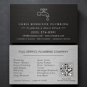 Plumbing Company QR Code Silver Black Metallic  名刺