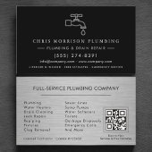 Plumbing Company Silver Metallic QR Code 名刺