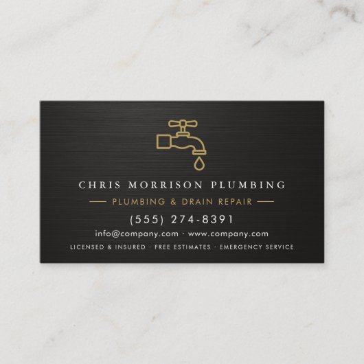 Plumbing Company Steel Metal QR Code 名刺 (正面)