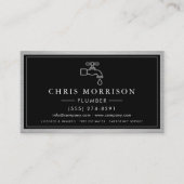 Plumbing Contractor Industrial Metallic QR Code 名刺 (正面)