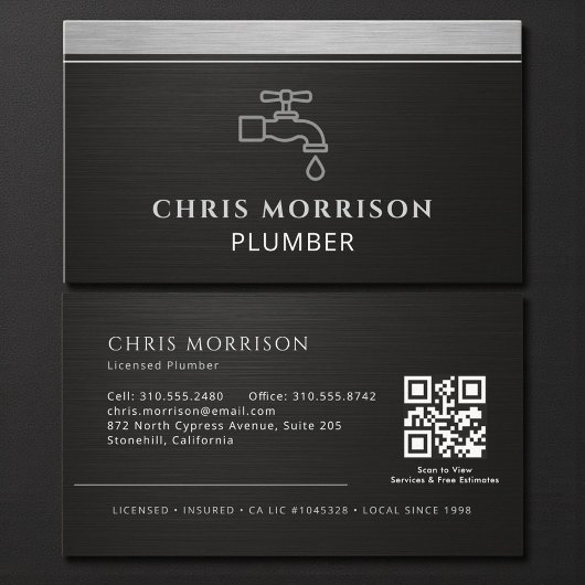Plumbing Faucet Plumber QR Code Logo 名刺