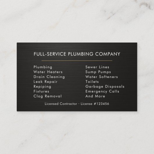 Plumbing Faux Metallic Industrial 名刺 (裏面)