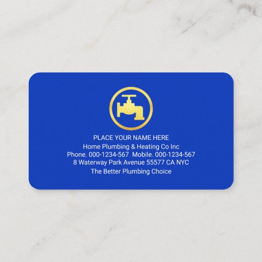 Plumbing Heating Gold Pipe Home 名刺 (裏面)