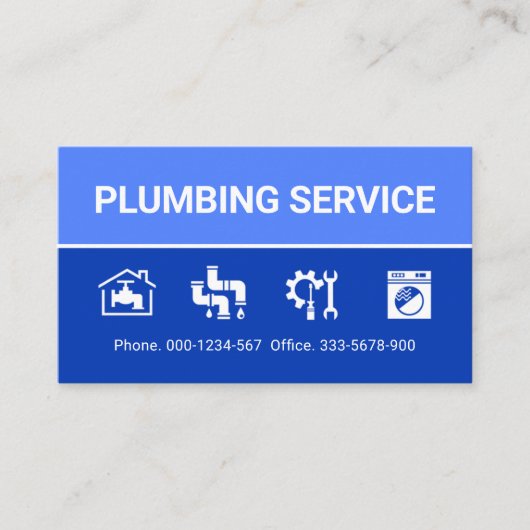 Plumbing Icons On Blue Layers 名刺 (正面)
