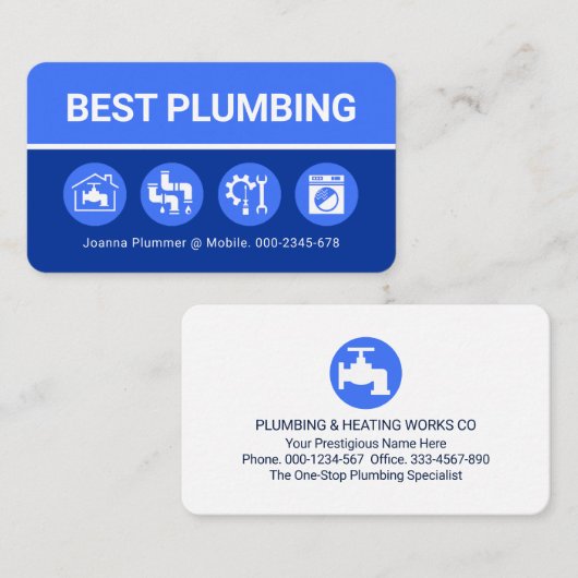 Plumbing Icons On Blue Shade Layers 名刺 (正面/裏面)