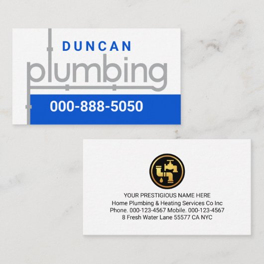 Plumbing Pipeline Leaking Water 名刺 (正面/裏面)