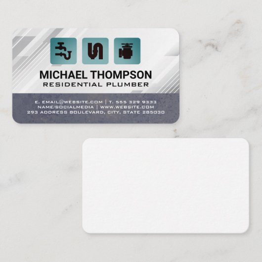 Plumbing Pipes Icons | Blue Collar 名刺 (正面/裏面)