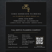 Plumbing  Service Black & Gold QR Code 名刺