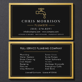 Plumbing Service Company Plumber Gold Metallic 名刺