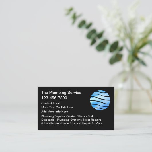 Plumbing Service Plumber Business Cards 名刺 (スタンド正面)
