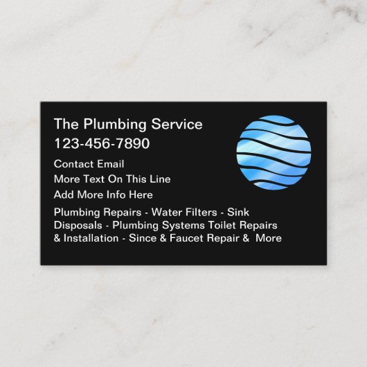 Plumbing Service Plumber Business Cards 名刺 (正面)