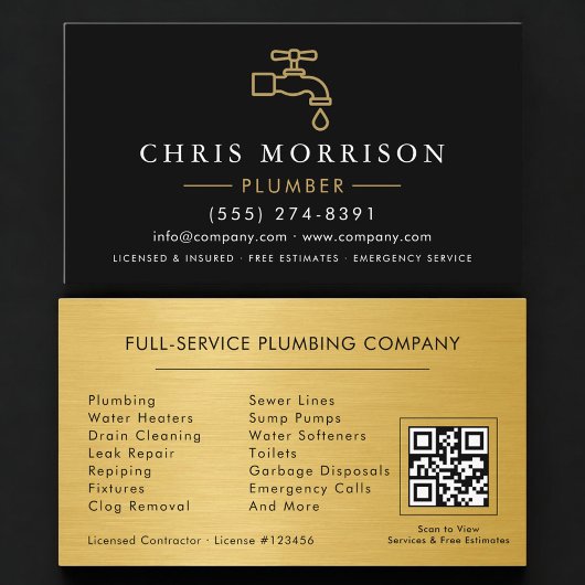 Plumbing Service Plumber QR Code 名刺