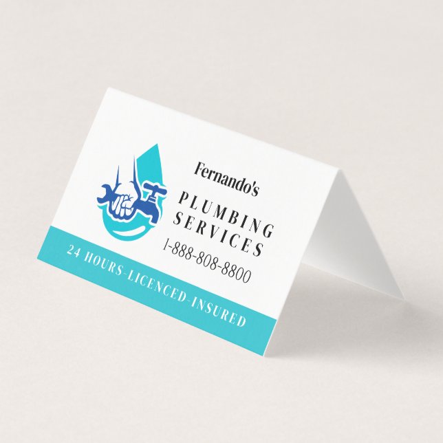 Plumbing Service Water Drop Logo Plumber Business (正面)