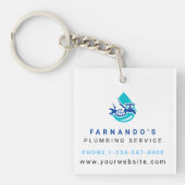 Plumbing Service Water Drop Logo Plumber Business キーホルダー (正面)
