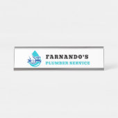 Plumbing Service Water Drop Logo Plumber Business デスクネームプレート (正面)