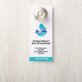 Plumbing Service Water Drop Logo Plumber Business ドアノブサイン