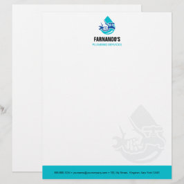 Plumbing Service Water Drop Logo Plumber Business レターヘッド