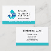 Plumbing Service Water Drop Logo Plumber Business 名刺 (正面/裏面)