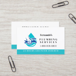Plumbing Service Water Drop Logo Plumber Business 名刺