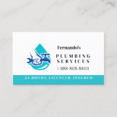 Plumbing Service Water Drop Logo Plumber Business 名刺 (正面)