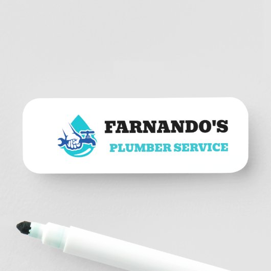 Plumbing Service Water Drop Logo Plumber Business 名札 (インサイチュ)