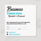 Plumbing Service Water Drop Logo Plumber Business 紹介カード (裏面)