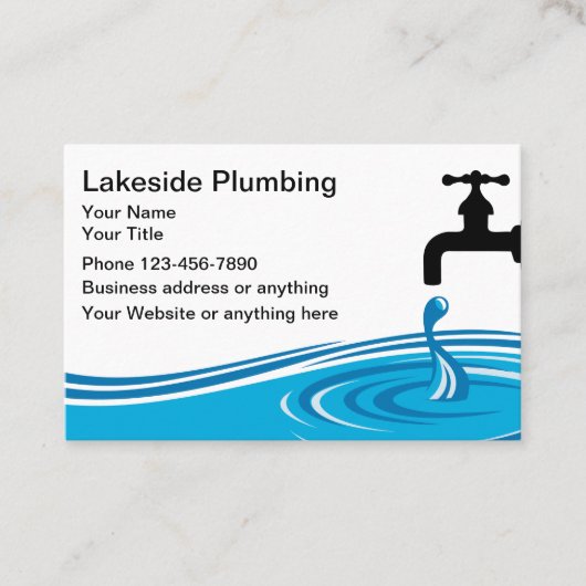 Plumbing Service Water Leak Simple Graphic 名刺 (正面)