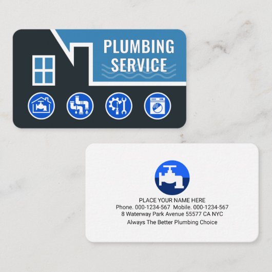 Plumbing Tools On Leaking Building Roof 名刺 (正面/裏面)