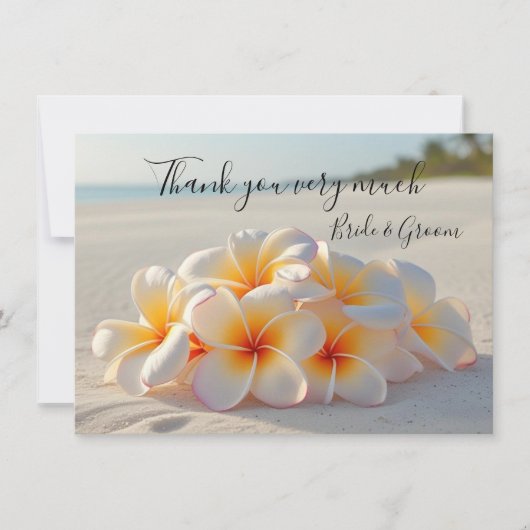 Plumeria Flower on sand thank you card サンキューカード (正面)