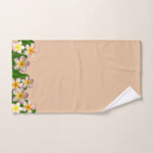 Plumeria Flowers on Champagne Beige Bath Towel Set バスタオルセット (ハンドタオル)