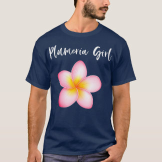 Plumeria Girl Frangipani Hawaiian Lei Flower Tシャツ