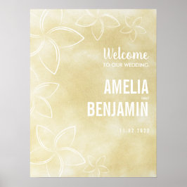 Plumeria Wedding Welcome Sign ポスター