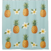 Plumerias & Pineapples シャワーカーテン (正面)