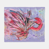 Plumes au rose フリースブランケット (正面(横))