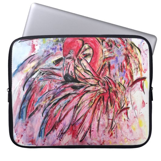 Plumes au rose Sacs pour électronique ラップトップスリーブ (正面)