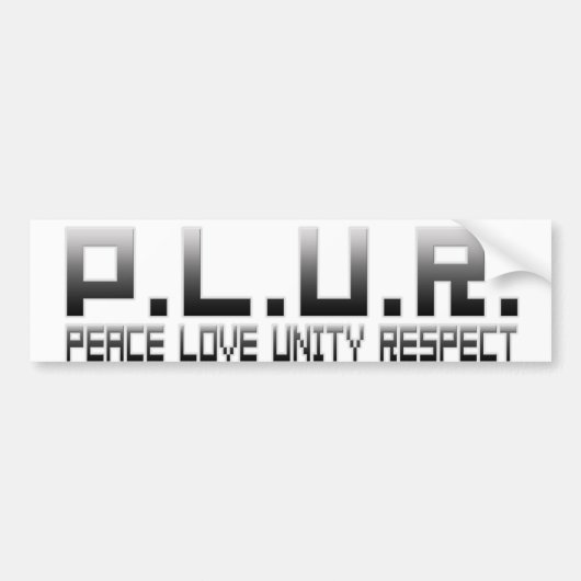 PLUR -平和愛単一性の点 バンパーステッカー (正面)