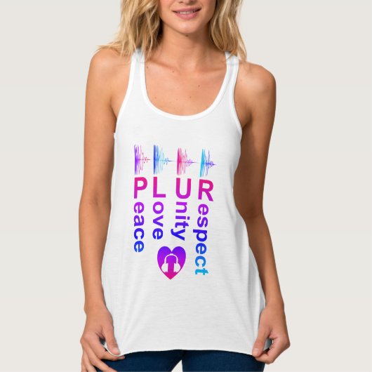 PLUR (平和 愛 団結 尊敬) タンクトップ (正面)