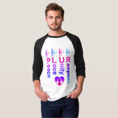 PLUR (平和 愛 団結 尊敬) 3/4 スリーブシャツ Tシャツ (正面フル)