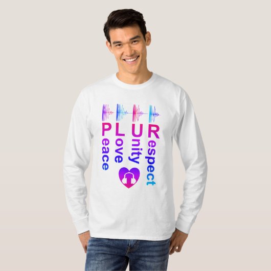 PLUR (Peace Love Unity Respect)長袖シャツ Tシャツ (正面フル)
