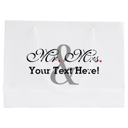 Plus Customizable Colorパーソナライズな氏および夫人 ラージペーパーバッグ (裏面)