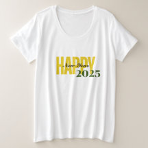 Plus-Size Women's "Happy New Year 2025" Tシャツ