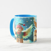 Plüschbärchen als Engelchen zur Weihnachtszeit マグカップ (正面左)