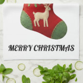 Plush Christmas Stocking Illustration キッチンタオル (折り畳み)