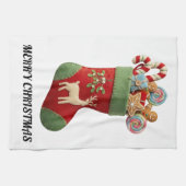 Plush Christmas Stocking Illustration キッチンタオル (横)