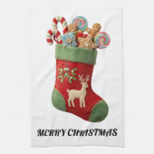 Plush Christmas Stocking Illustration キッチンタオル (縦)