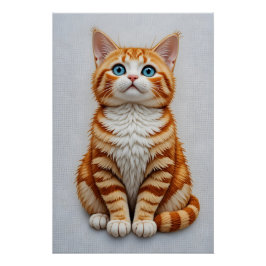 Plush Embroidered Cat ポスター