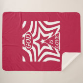 Plush God Is Love Star Red & White - Christian Ho シェルパブランケット (正面(横))